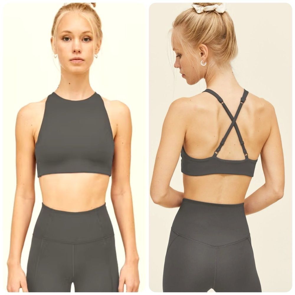 Girlfriend Collective Topanga Halter Bra in Moon